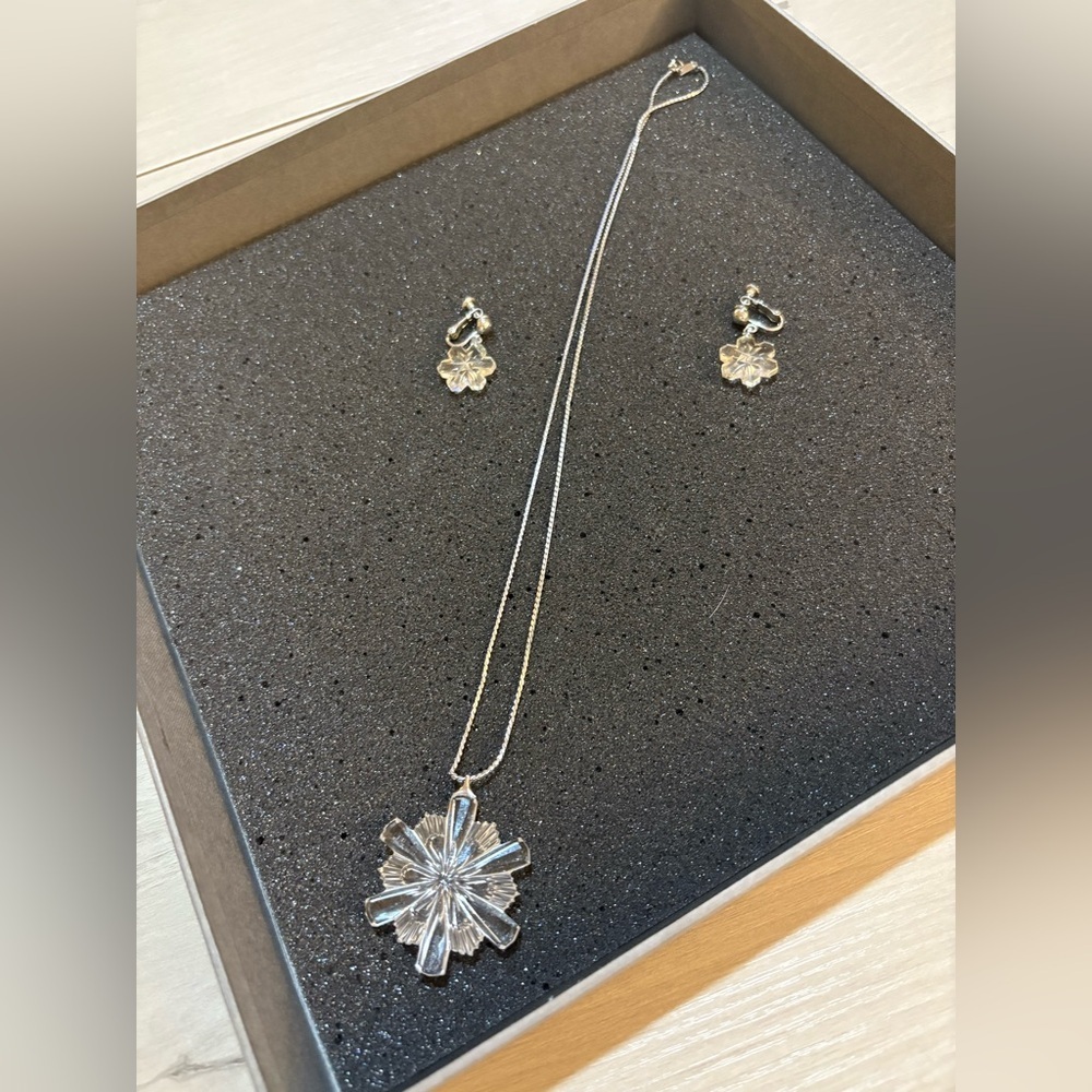 Vintage 925 sterling silver Swarovski Crystal Flower Necklace Set